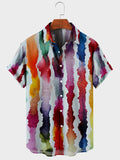 Foesce 5XL Hawaiian Men's Shirt Colourful Striped Camisa Short Sleeve Shirts For Men Casual Top Oversized Tee Shirt Men Clothing