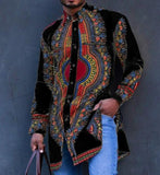 Autumn and Spring Fashion Style African Men Printing Polyester Plus Size Shirts M-4XL