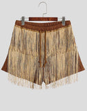 American New Men's Casual Well Fitting Shorts Vacation Stylish Male All-match Fringed Stitching Hollow Shorts S-5XL
