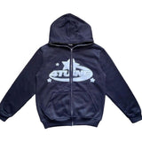 Foesce Y2K Zip Up Men's Hoodies Retro Letter Print Oversized Hooded Sweatshirt Streetwear Goth Grunge Hip Hop Long Sleeve Jacket Coat
