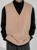 Knitted Vest Autumn Winter Thin Style Men's V-neck Sweater Sleeveless Vests Undershirt Loose Vintage Trend Kinttwear Tops