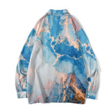 Fashion Smudge Contrast Casual Loose Long Sleeve Shirt Blouse Tops Men Summer Hot Selling Streetwear Shirt For Men Women