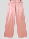 Foesce Men Casual Pants Solid Color Button High Waist Leisure Wide Leg Trousers Men Pockets Streetwear Fashion Pantalon