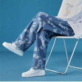 Foesce Men's jeans Neutral Wide Leg Denim Trousers Loose Straight Men Jeans asthetic Man Jeans Pants for boy Casual Baggy hip hop