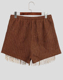 American New Men's Casual Well Fitting Shorts Vacation Stylish Male All-match Fringed Stitching Hollow Shorts S-5XL
