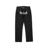 Foesce Y2K men's jeans European and American head printing straight loose large size men's and women's jeans trendy ins hot sale