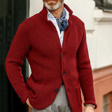 Autumn Winter Long Sleeve Single-Breasted Slim Coat Jackets Men Stand Collar Thicken Cardigan Top Men's Solid Knitted Outwear