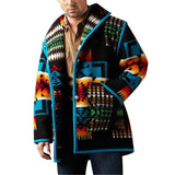 Foesce Ins Style Printed Fashion Lapel Woolen Jacket Men's Autumn and Winter Single-breasted Windbreaker Jacket Harajuku Retro Clothes