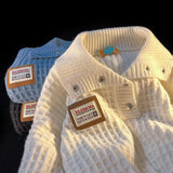 Autumn Winter New Pullover Turn-down Collar Sweater Male Tide Brand Loose Korean Lapel Knitted Plaid Sweaters Tops Men