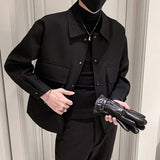 Foesce Jackets Men Autumn Pockets Turn-down Collar Skinny Fashion Outwear Plus Size Streetwear New Arrival BF Clothing Cazadora Hombre