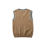 Letter Jacquard Sleeveless Sweaters Vest Loose Casual Vintage V-Neck Pullovers Women Streetwear Knitwear Sweater Waistcoat