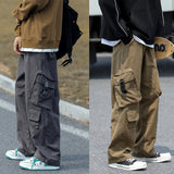 Foesce Baggy  Large Pocket Cargo Pants Men Khaki Cargo Trousers Neutral Vintage Loose Casual Autumn Japanese Streetwear Hip Hop Pant