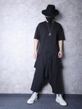 Black Darkwear Harajuku Alternative Irregular Clothing for Men Short Sleeve T-shirt Summer Japanese Streetwear Hip Hop
