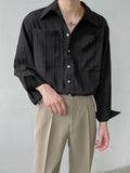 Foesce Men Long-sleeved Shirt Spring Summer Light Mature Korean Solid Blouse Unisex High-end Handsome Luxury Shirt Tops