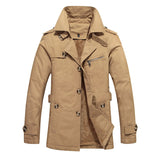 Foesce Trench Coat Men Solid Mid-length Autumn Mens Jacket Young Winter British Fashion Slim Casual Windbreaker Men Clothing