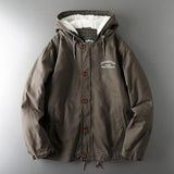 Cotton Jacket Men Hooded Lamb Wool Parkas Winter Single-Breasted Warm Padded Coat Ropa Hombre Loose Solid Tooling Outerwear