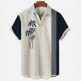Men's Hawaiian Shirt Lapel Fashion Short-sleeved Loose Breathable Top Summer Coconut Retro Shirt For Men 3d Casual Beach Shirts
