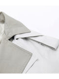 Women Gray Color-block Big Size Trench New Lapel Long Sleeve Loose Fit Windbreaker Fashion Tide Spring Autumn