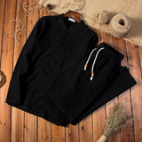 Spring Autumn Linen Suit Men's Long-sleeved Trousers Breathable Men's Casual Summer Cotton Linen Two-piece Suit