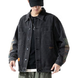Denim Jackets Men's Clothing Spring Casual Splicing Cotton Coats Streetwear Korean Loose Wear Male Jeans Jacket Outwear
