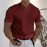 Spring Summer Men's Short Sleeve Cotton Casual Men's T-shirt High Collar Shirt Male Breathable Shirts S-3XL