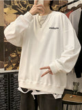 Men Hip Hop Long Sleeve Shirt  Hong Kong Style Sweatshirt Loose Trend Wild Pullover O-neck Top Women Big Velvet Thick T-shirt