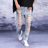 Hole Jeans Men's Summer Trend Nine Points Pants Tide Brand Big Hole Exaggerated Super Hole Denim Pants High Street