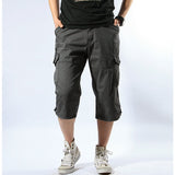 Knee Length Cargo Shorts Men's Summer Casual Cotton Multi Pockets Breeches Short Trousers Military Camouflage Shorts Belt 5XL