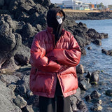 Foesce Legible Thicken Warm Parkas Men Casual Loose Winter PU Jackets Male Stand Collar Winter Coats Man