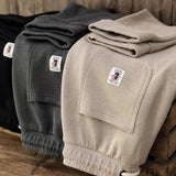 Knitted casual pants men's Japanese Retro Vintage drop feeling drawstring spring and autumn sports pants Leggings