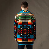 Foesce Ins Style Printed Fashion Lapel Woolen Jacket Men's Autumn and Winter Single-breasted Windbreaker Jacket Harajuku Retro Clothes