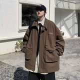 Cargo Jackets Men Retro Japanese Stylish Zip Up Clothing Teens Design Military Personal Streetwear Fashion Chaquetas Casual Chic