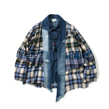 Men's Vintage Tao Robe Jacket Hi Street Loose Plaid Patchwork Cardigan Coat for Male