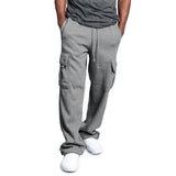 Foesce New Casual Mens Drawstring Elastic Waist Solid Color Pocket Pants Sports Pants Sweatpant