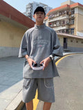 Waffle Casual Sports Suit Men's Korean Summer Hip Hop Trendy Handsome Short-sleeved T-shirt + Shorts High Street Two-piece Suit