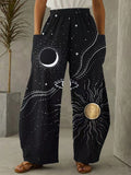 Foesce  New Fashion Pattern Printed Loose Bloomer Pants Women Spring Summer Mid Waist Casual Pants Female Vintage Pockets Trousers