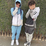Men Tracksuits 2 Piece Set Black Sports Suit Jogging Men New Brand Designer Style Tech Sweatpants Black Techwear Polyester