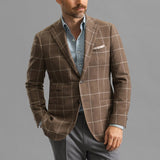 Leisure Mens Blazer Jackets Autumn Vintage Plaid Striped Printed Long Sleeve Lapel Coats For Men Fashion Buttoned Suit Coat