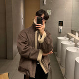 Winter Thickened Suede Jacket Men Warm Fashion Casual Thick Lamb Wool Jacket Korean Loose Short Coat Mens Clothes M-XL