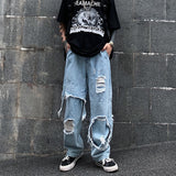 Harajuku ipped Hole Jeans Denim Pant Woman Man Straight Patchwork Baggy boyfriend y2k Punk Kpop Harajuku Streetwear Hip Hop