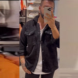 Streetwear Mens Fashion Wool Jacket Winter Warm Fleece Coats For Men Casual Solid Color Lapel Buttoned Jackets Plush Outerwear