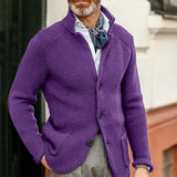 Autumn Winter Long Sleeve Single-Breasted Slim Coat Jackets Men Stand Collar Thicken Cardigan Top Men's Solid Knitted Outwear