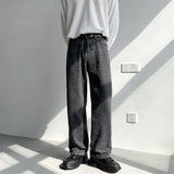 Foesce Korean Men's Baggy Homme Casual Pants Classic Cargo Pocket Blue/black Color Jeans Biker Denim Oversized Trousers M-2XL