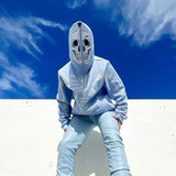 Goth Zip Up Hoodie Rhinestone Skeleton Grunge Oversized Sweatshirts Y2K Jackets Hoodies Men Streetwear Retro Sudaderas Pullover
