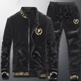 High end men's double-sided gold velvet J jacket suit warm and casual sportswear in autumn and winter