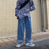 Wide Leg Jeans Men Autumn American High Street Loose Mopping Baggy Fashion Hip Hop Trousers All-match Harajuku Minimalist Daily