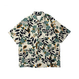 Foesce Oversize American Retro Floral Printed Short Sleeve Shirt Hip Hop Loose Casual for Men Women Shirts