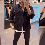Streetwear Mens Fashion Wool Jacket Winter Warm Fleece Coats For Men Casual Solid Color Lapel Buttoned Jackets Plush Outerwear