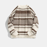 Foesce Autumn Winter Men Sweaters Stripe Embroidery Knitting Pullover Korean Fashion Streetwear Men's Clothing NEW Sweater Male
