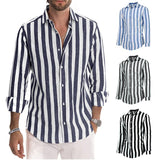 Spring Men Long Sleeve Social Fomal Shirts Slim Striped Shirt Blouses For Men Normal Top Oversized Elegant Shirt Male Clothes